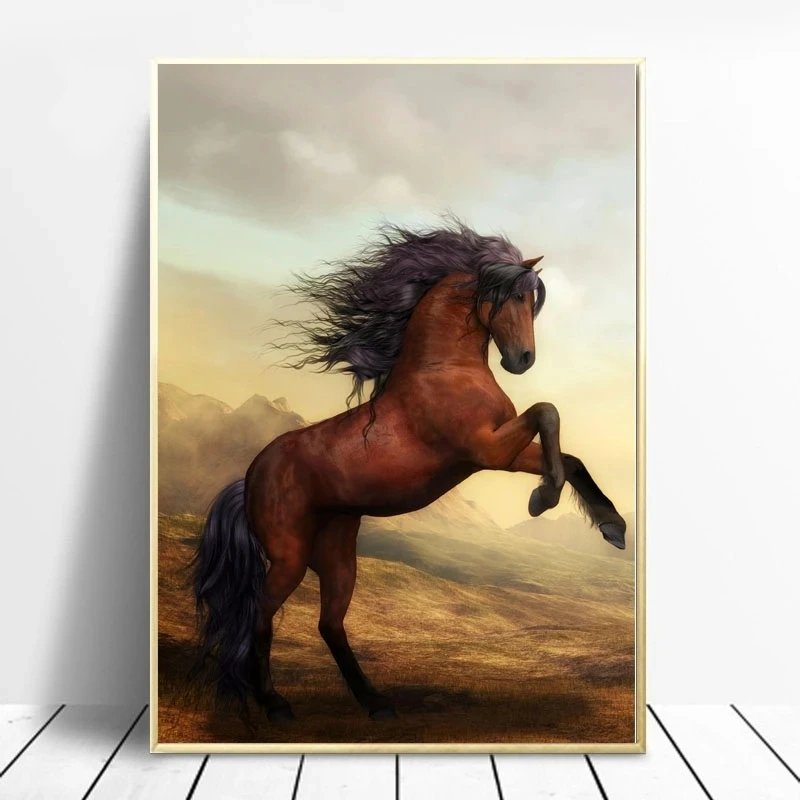 Лошадь холст настенные картины художественные плакаты и принты дикий Животные