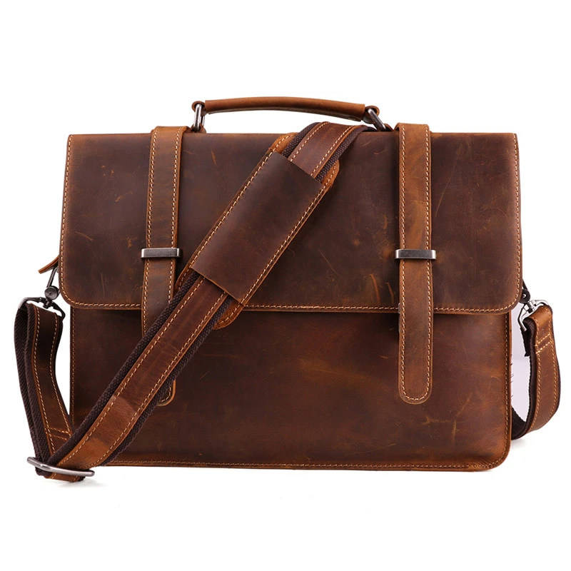 Cow Leather Briefcase Retro Men's Handbag Leather Male Laptop Bag Briefcase Classic Cow Leather Men Shoulder Messenger Bags