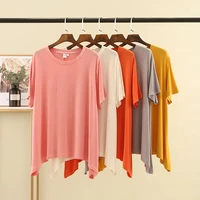 modal loose large size t shirt women summer thin 250 kg round neck bottoming short sleeved solid color casual top