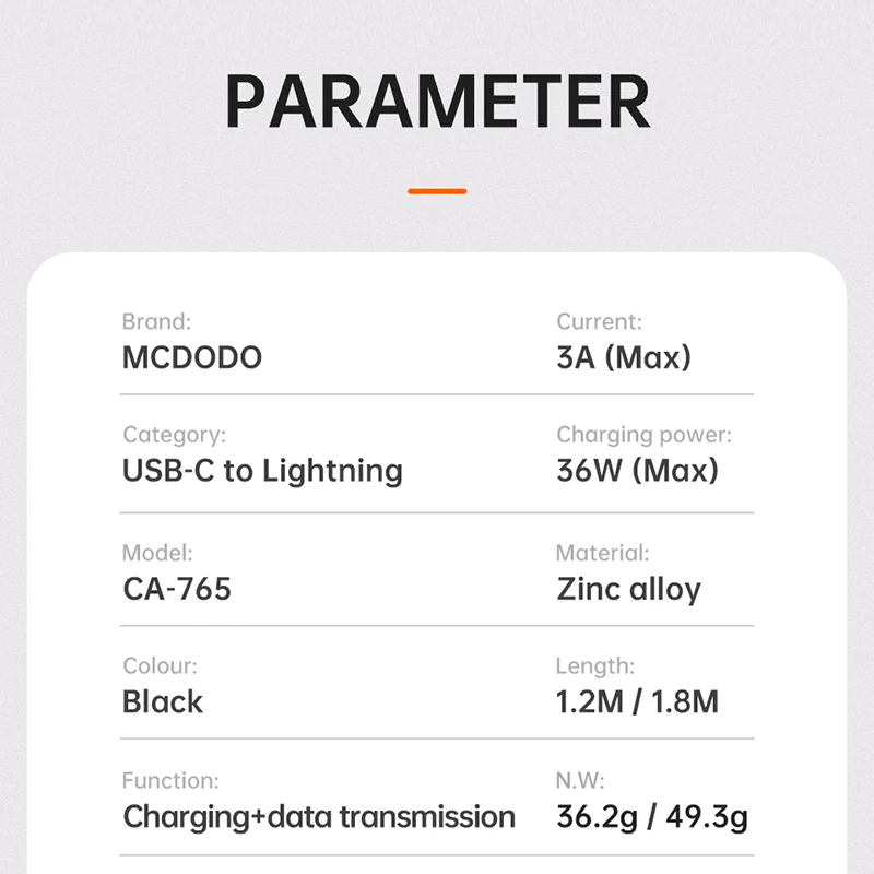 Mcdodo USB C to Lightning Cable For iPhone 14 13 12 11 Pro Max X 8 7 6 PD 36W Fast Charging Data Macbook iPad Pro USB C LED Cord