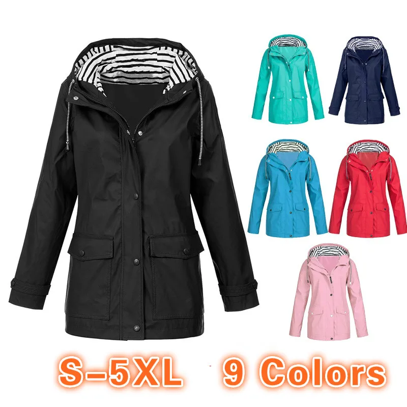 Женская куртка для пешего туризма Осеннее длинное пальто на молнии с капюшоном