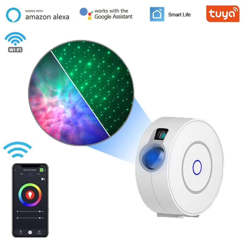 

Laser Galaxy Starry Sky Projector Rotating Water Waving Night Light Led Colorful Nebula Cloud Lamp Atmospher Bedroom Beside Lamp
