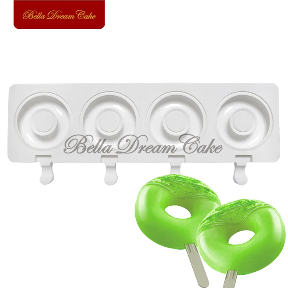 4 полости форма для пончиков мороженое силиконовые формы желе Шоколад эскимо
