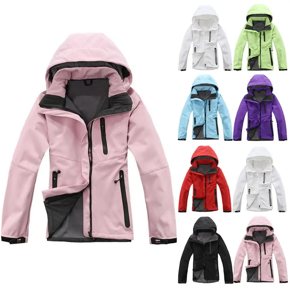 Куртка женская спортивная однотонная водонепроницаемая ветровка с капюшоном на