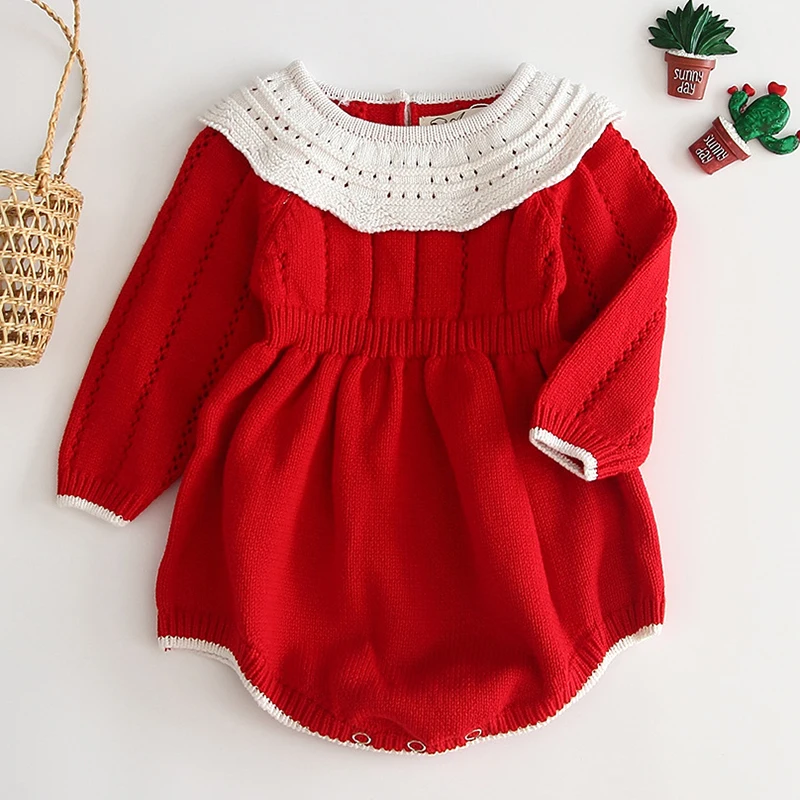 

Новинка, осенне-зимние комбинезоны с кукольным воротником для маленьких девочек, комбинезоны с длинным рукавом для маленьких девочек, комб...