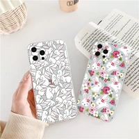 cartoon cute rabbit transparent phone case for iphone x xr xs 13 mini 11 12 pro max 7 8 plus se 2020 shockproof clear soft cover