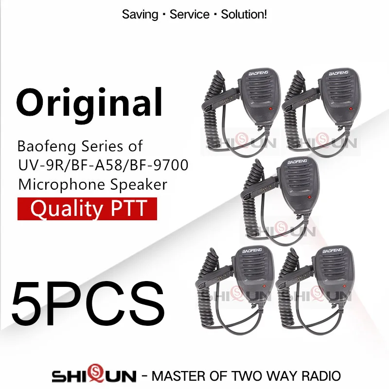 5PCS BAOFENG Walkie Talkie PTT микрофон динамик для UV-9R BF-A58 BF-9700 совместим с UV-XR UV-9R плюс GT-3WP UV-5S RT6 - Цвет: 5PCS