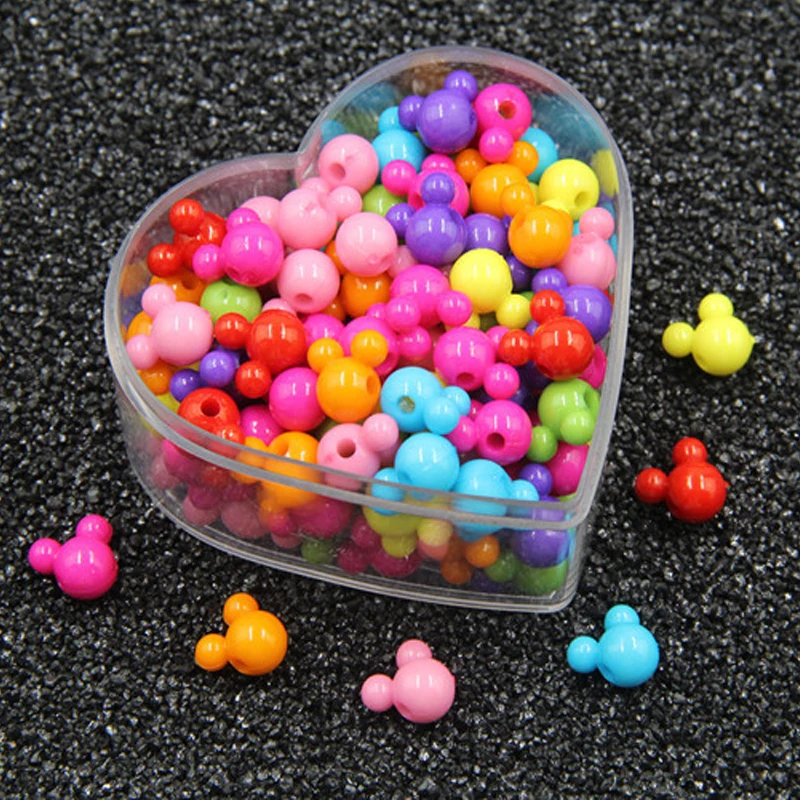 60 шт. с рисунком в виде Головы Микки Мауса Цвет акриловые бусины DIY круглые для