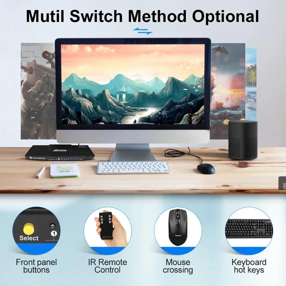 KVM Switch HDMI 4 Ports In 1 Out 4x1 Up to 4K@60Hz Strong Compatible About | Компьютеры и офис