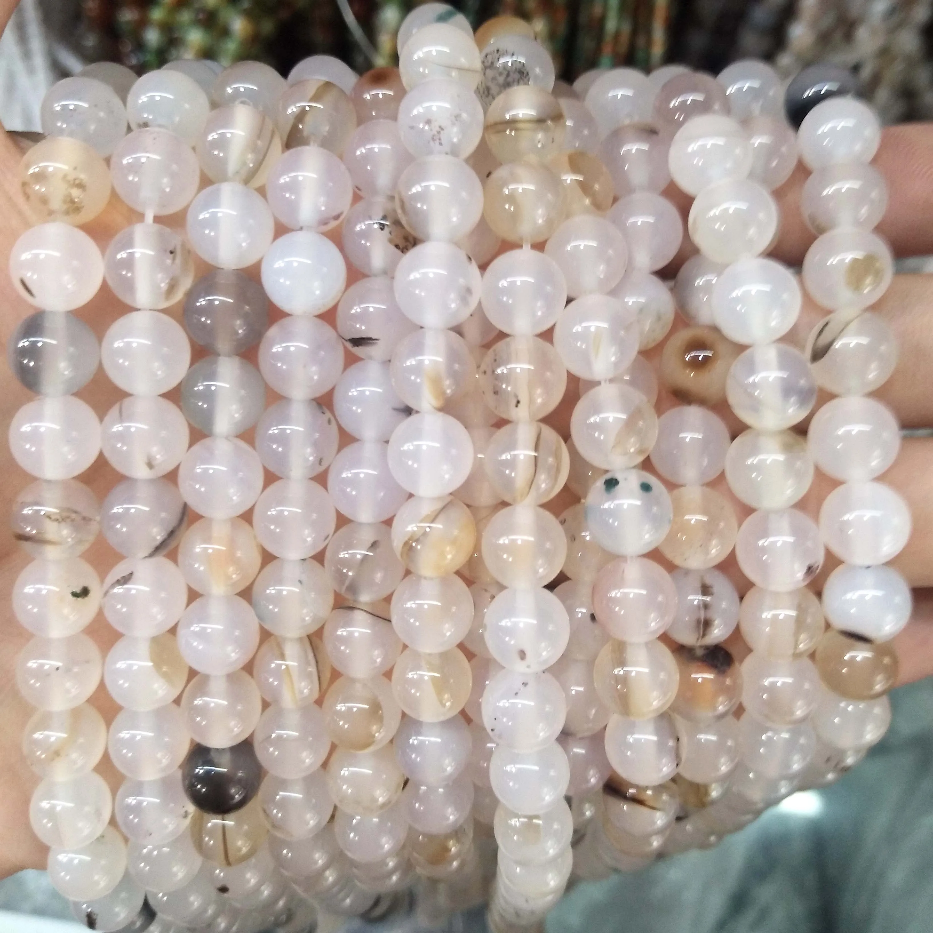 White Black Agate Натуральный камень агат Стекло круглый незакрепленный камень бусины для самостоятельного изготовления ювелирных изделий браслет материал ожерелья 4681012 мм - Цвет: White Black Agate