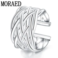 925 sterling silver fashion twine round finger rings for women men party jewelry silver opening rings