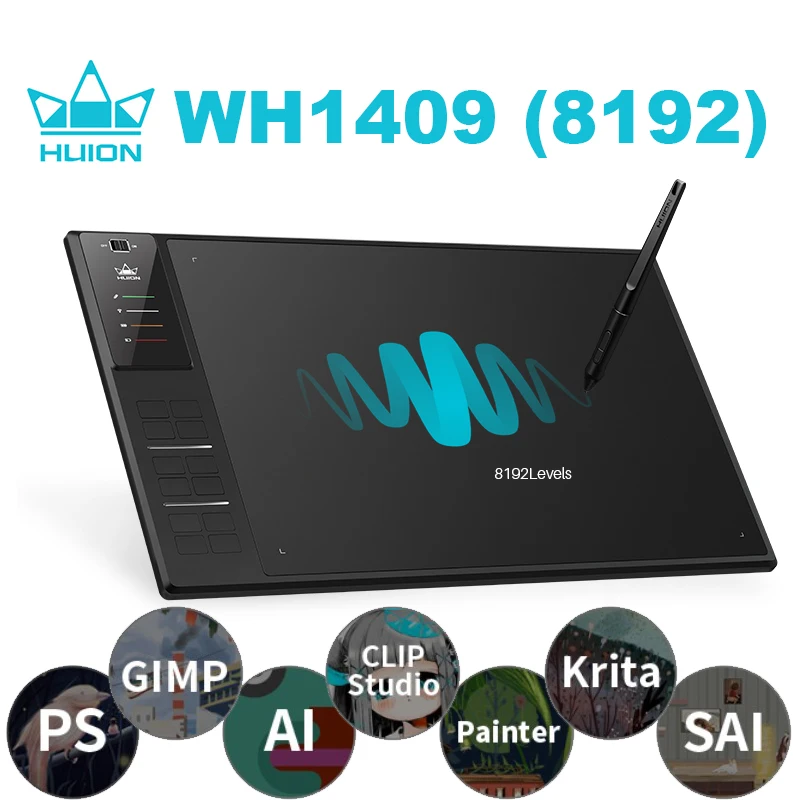 Графический планшет HUION WH1409 для рисования 8192 уровней нажатия 14 дюймов 2 4