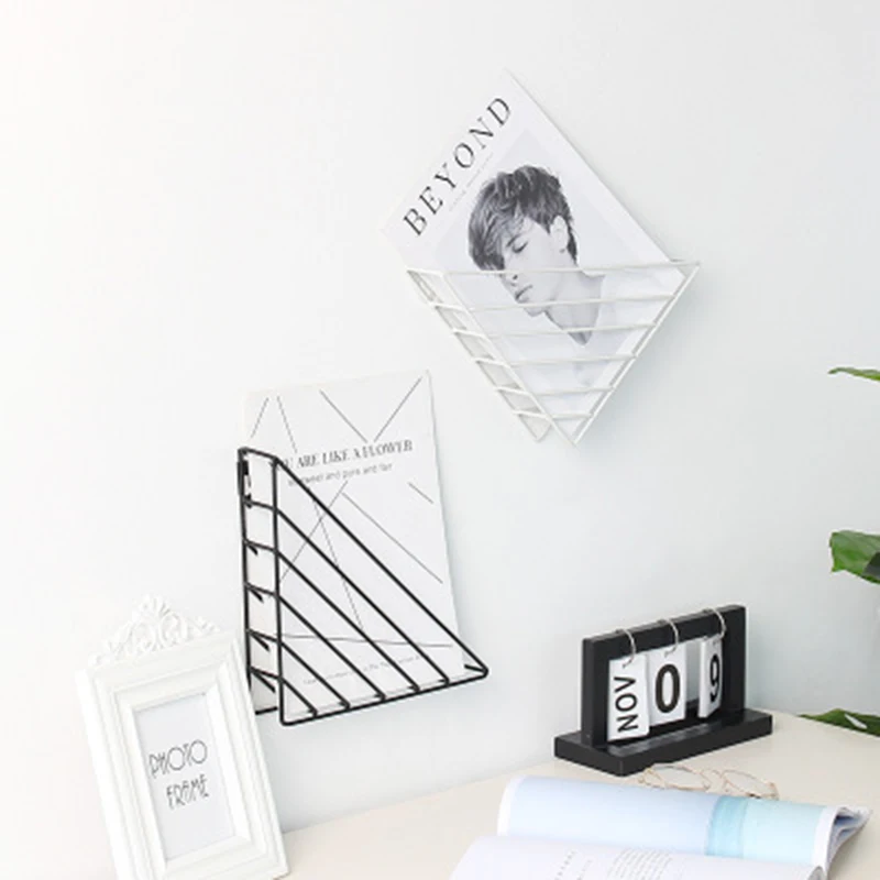 INS Triangular Iron Wall Storage Rack Shelf Wall-Mounted Hollow Bookshelf Decor Living Room Office Bedroom Decorative | Дом и сад