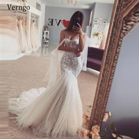 verngo sexy off the shoulder mermaid wedding dresses sweetheart lace applique fitted slim tulle skirt sweep train bridal gowns