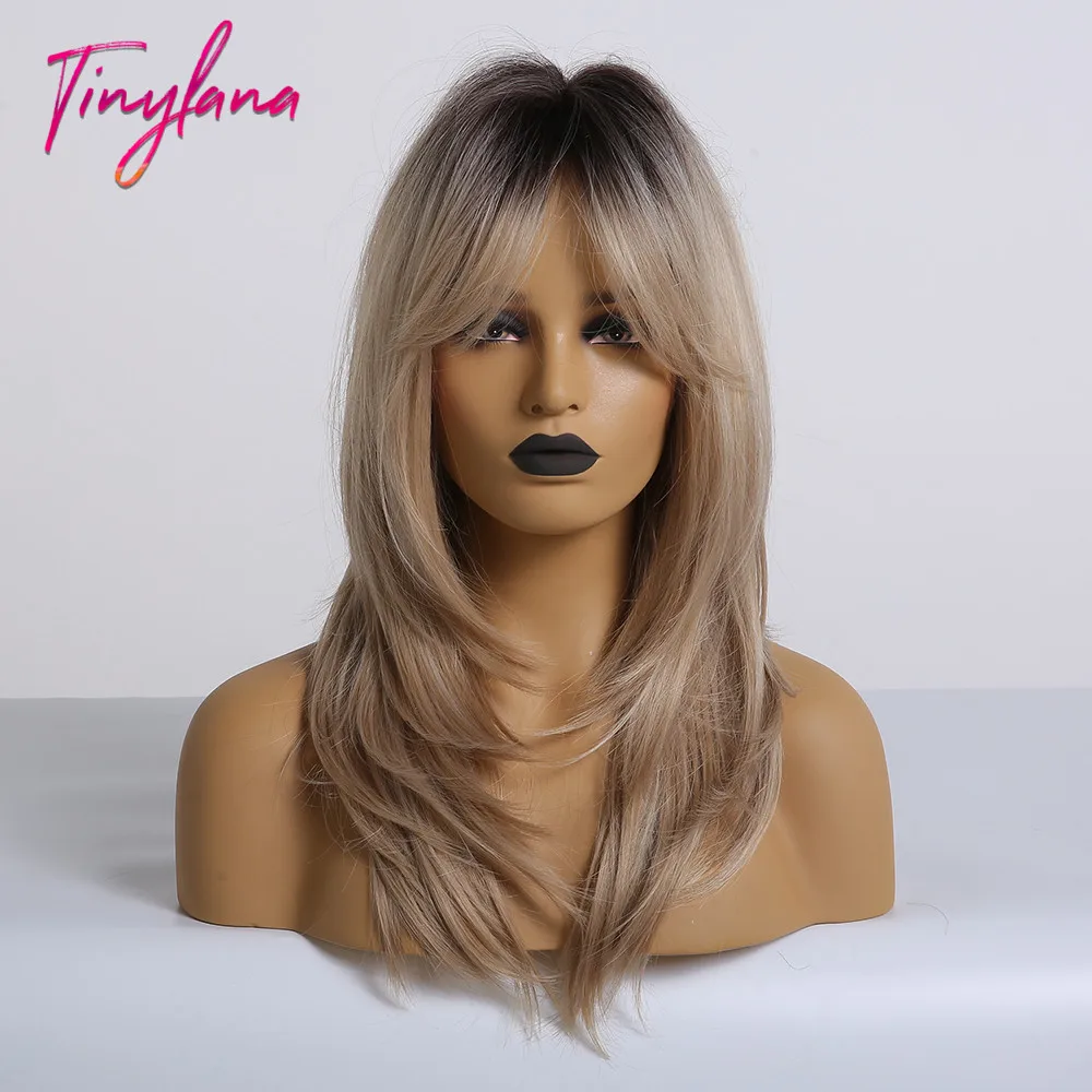 Крошечный парик средней длины для волос LANA коричневый блонд смешанный цвет