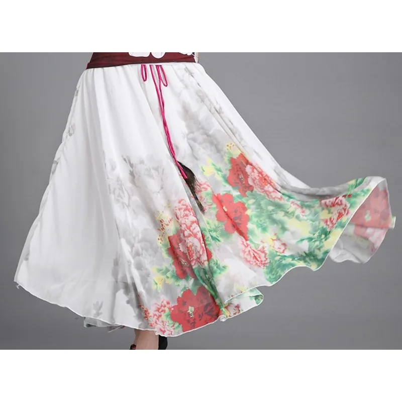 Харадзюку Винтаж Макси Юбки Женские однотонные Boho шифон Saia Longa Лето Тюль повседневные богемные длинные юбки женская одежда - Цвет: Style One