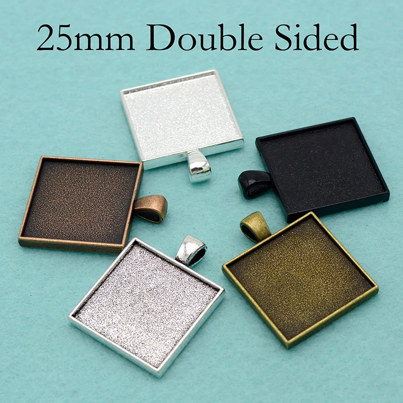 Двухсторонний подвесной лоток 20 шт. 25 мм двухсторонний кулон камеи квадратный