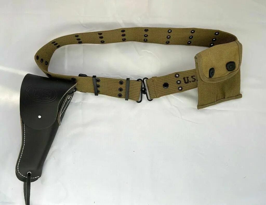 Военная 2 мировая война армейское снаряжение США пояс 1911 Черная Кобура и