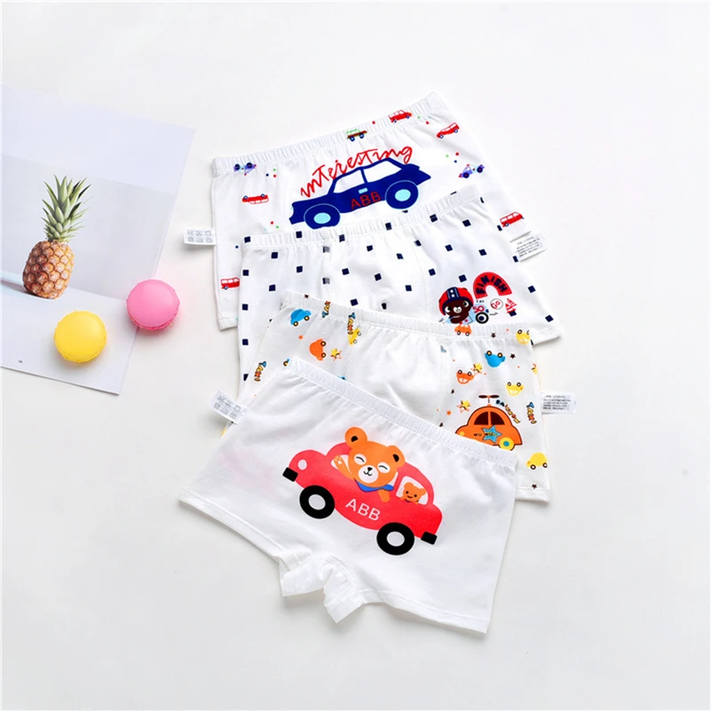 4 шт./лот трусы боксеры для мальчиков смешанного дизайна нижнее белье из хлопка