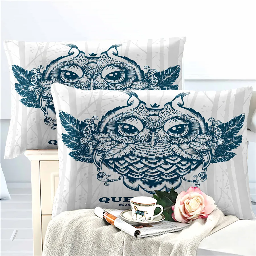

HELENGILI 3D Bedding Set Owl Print Duvet cover set lifelike bedclothes with pillowcase bed set home Textiles #MTY-03