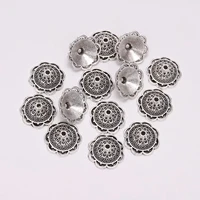 20pcslot flower metal bead 14mm 8 petals antique carved end caps needlework for jewelry making findings diy accessories