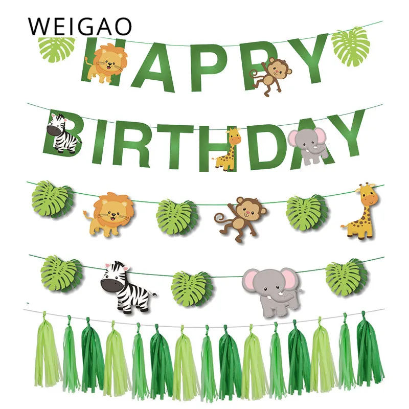 WEIGAO Jungle вечерние украшения на день рождения детский плакат сафари животные