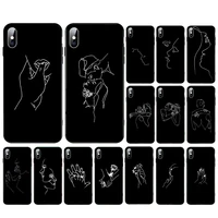 lovers hand in hand kissing art stick figures soft tpu phone case for iphone se2020 7 8 11 pro max xs xr x 6s 6 plus 5 5s cover