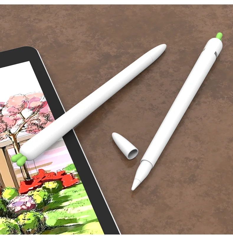 For Pencil 1 White Милый силиконовый чехол-карандаш с морковкой для Apple Pencil 2/1 чехол для iPad планшета стилус защитный чехол с мультяшным рисунком - Цвета: For Pencil 1 White