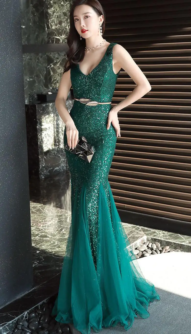Хлопок горячая Распродажа размера плюс Vestido Longo новое женское элегантное и годовое сексуальное платье для банкета - Цвет: green