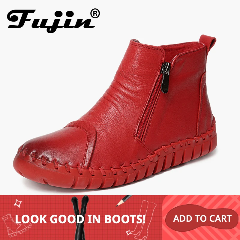 Fujin/Винтажные разноцветные ботинки Челси из коровьей кожи на среднем каблуке с