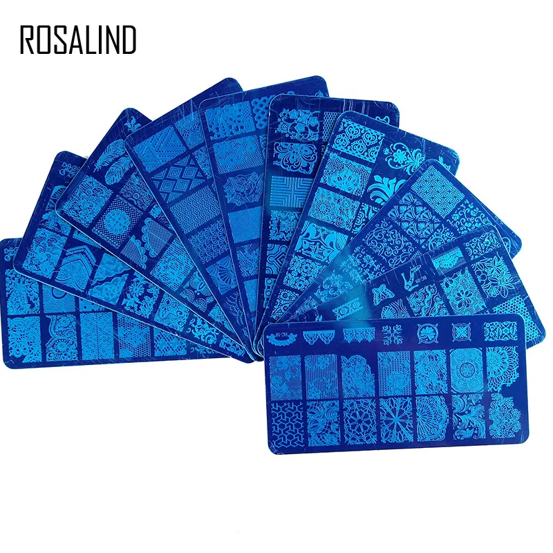 ROSALIND цветок DIY лак для штамповки прозрачный силиконовый штамп скребок крышка штамповки пластины-шаблоны инструменты для ногтей гель лак искусство