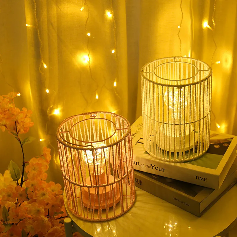 Iron Weave LED Table Lamp Night Lights Bedroom Study Home Decor Lantern Christmas New Year Gift USB Battery Lighting | Лампы и