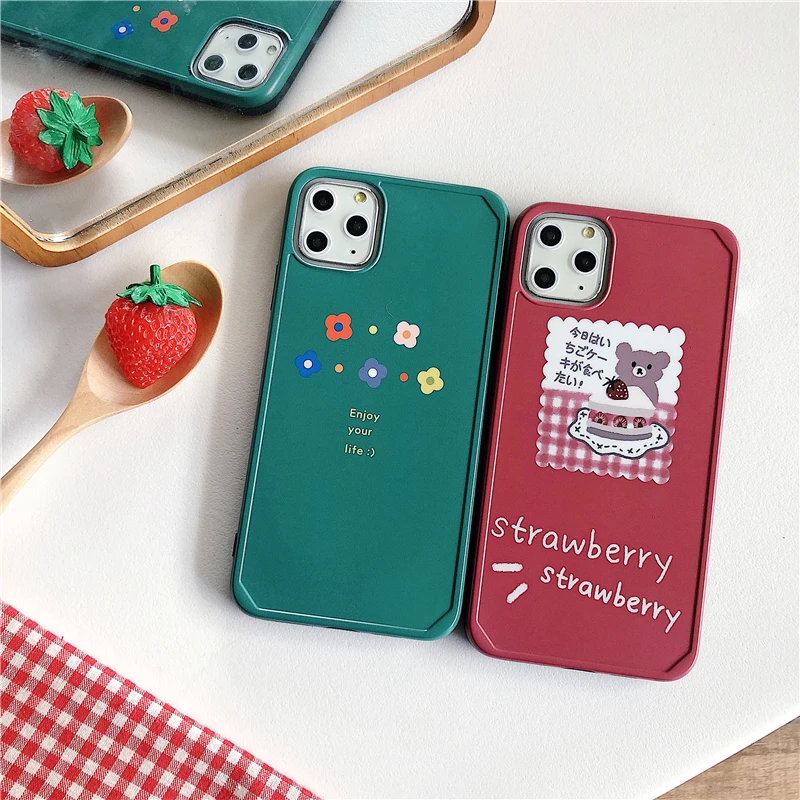 ORYKSZ Роскошные силиконовые чехлы для телефонов с мультяшным медведем и цветами