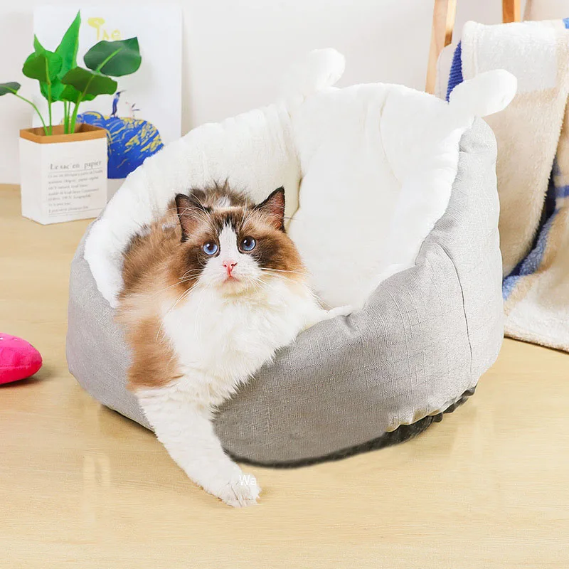 Плюшевая кровать для кота-любимца питомник зимний теплый спальный маленький