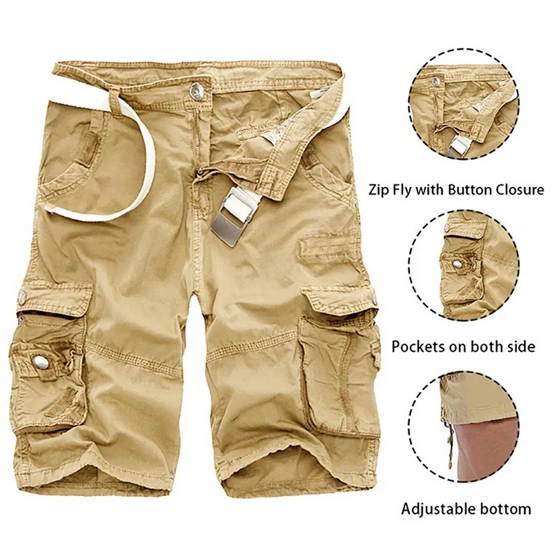 

Summer Mens Camo Cargo Shorts Relaxed Fit Multi-Pocket Outdoor Cotton Shorts Hunting Fishing Military Cargo Shorts 2021
