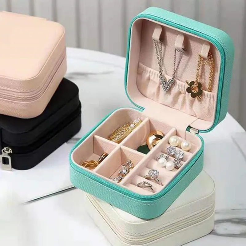 

New Jewelry Organizer Display Travel Jewelry Case Boxes Travel Portable Jewelry Box Leather Storage Organizer Earring Holder