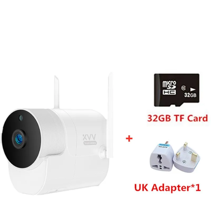 add UK adapter card Xiaovv наружная панорамная камера водонепроницаемая 1080P Беспроводная камера наблюдения wifi ночное видение IP Cam работает с приложением Mijia - Цвет: add UK adapter card