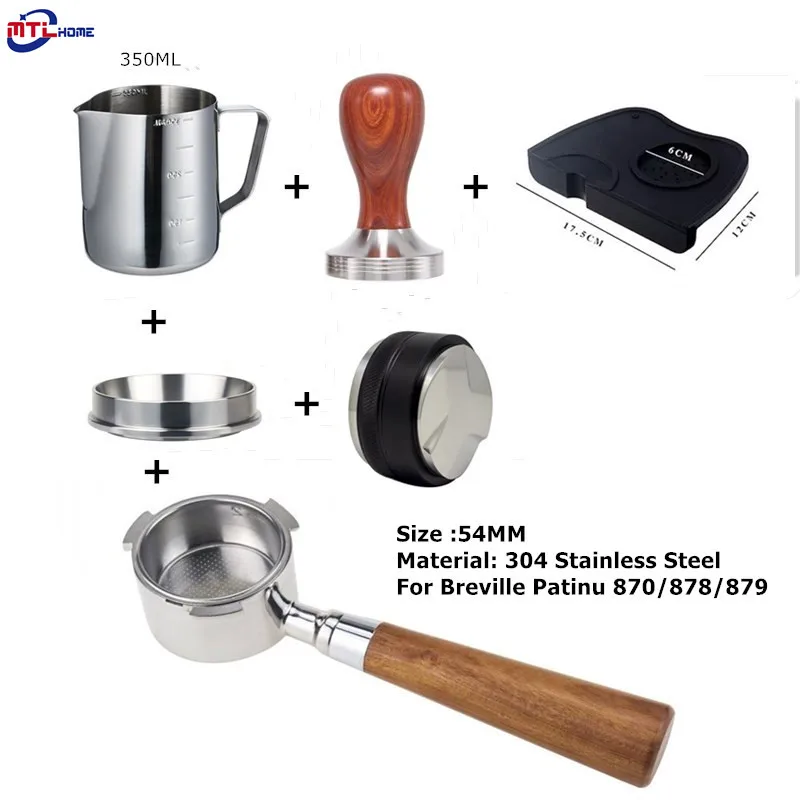 

54mm Stainless Steel Coffee Bottomless Portafilter For Breville 870/878/880 Filter Basket Replacement Espresso Machine Accessory