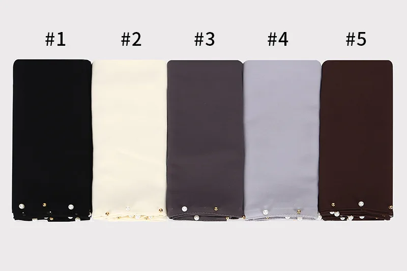 women pearl bubble chiffon scarf Head hijab wrap full cover-up shawls foulard femme headscarf crinkle muslim hijabs stole