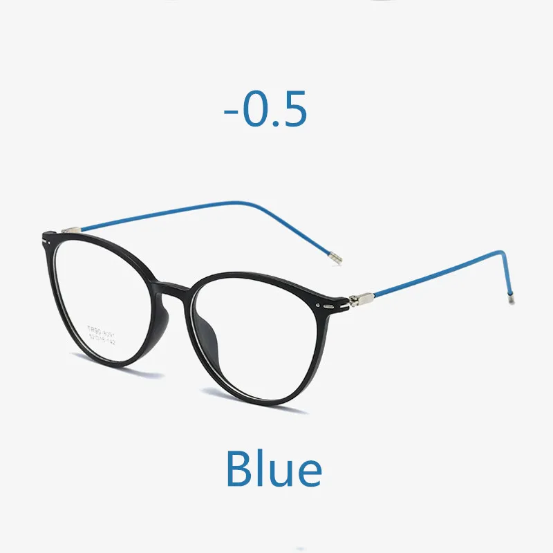 Blue -0.5 Elbru ультралегкие очки кошачий глаз для близорукости женские и мужские TR90 прозрачная оправа готовые очки для близоруких диоптрий-0,5~ 6,0 - Цвет оправы: Blue -0.5
