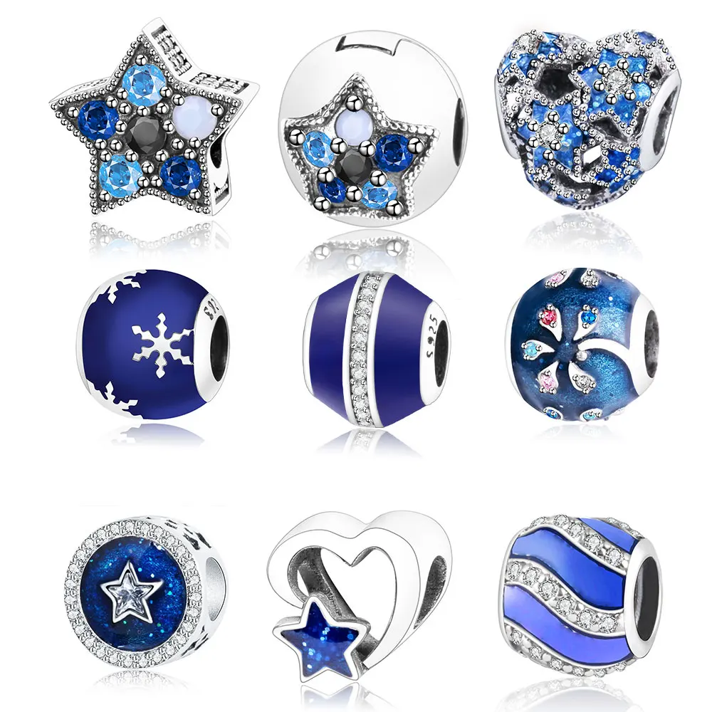 Подходит для оригинальных изысканных очаровательных браслетов с синей эмалью