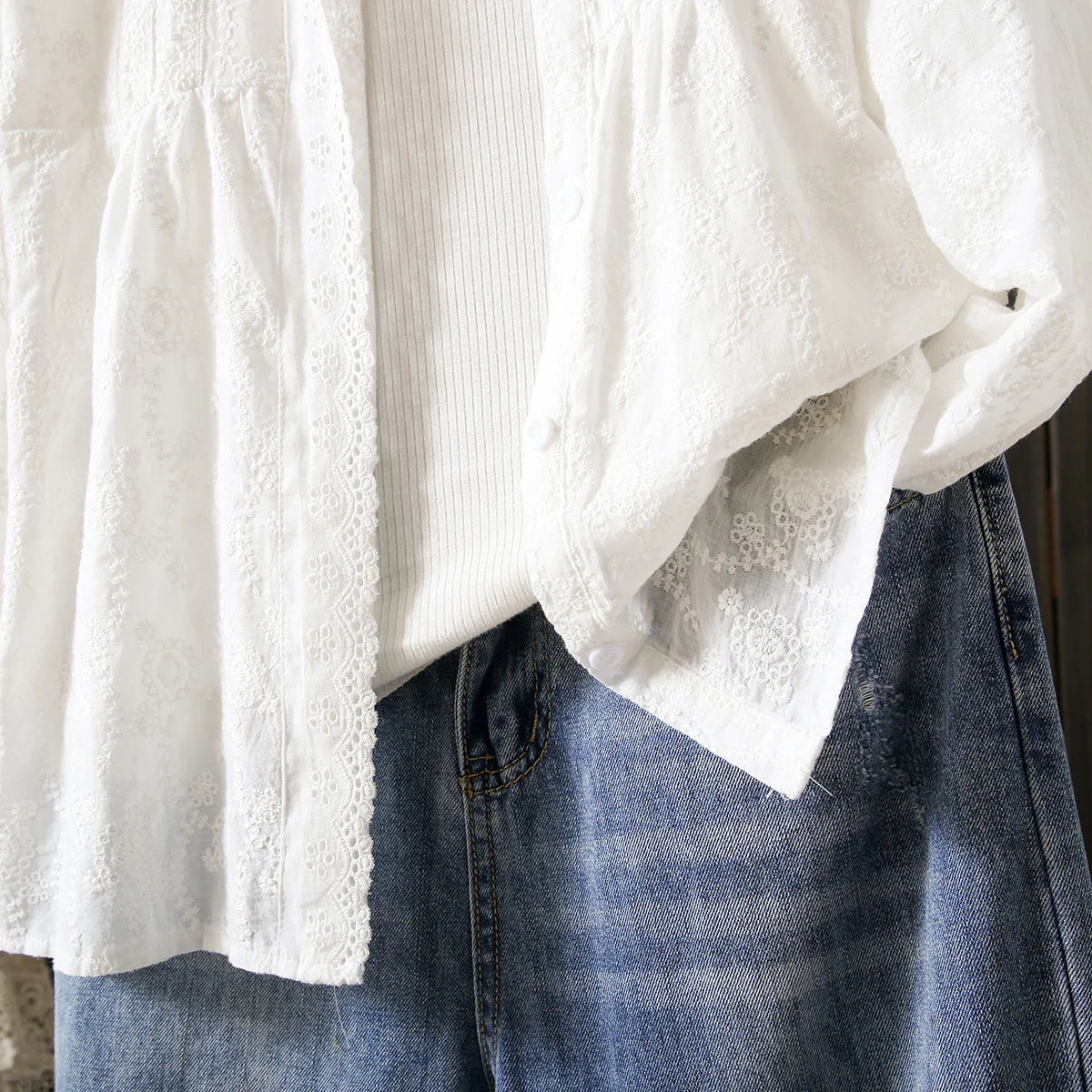 Женская плиссированная рубашка с длинным рукавом свободная из хлопка и льна