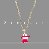 japanese cute cartoon wild pink crocodile pendant couple necklace female clavicle chain fashion accessories gift male tide