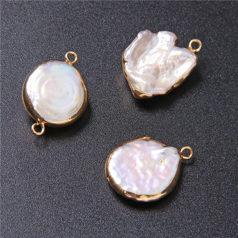 3 шт. подвеска с золотистыми краями белая натуральная монета плоскими