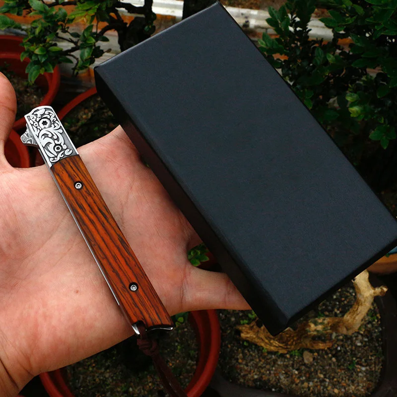 

Damascus VG 10 Folding Pocket Knife Balde 58hrc Outdoor Self-defense Portable Multi-purpose Red Sandalwood Outdoor Edc Knife