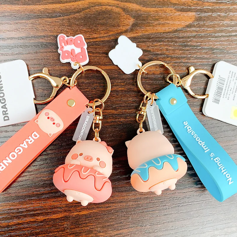 Брелок для ключей в виде мультяшных пончиков свиньи куклы милые изысканные