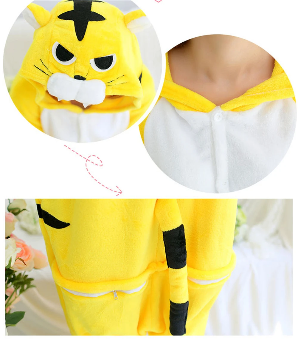 

Flannel Fleece Fashion Tiger Animal Cosplay Jumpsuit Pajamas Pyjamas Party Costume Casual Animal Onesies for Adult Sleepwear XL