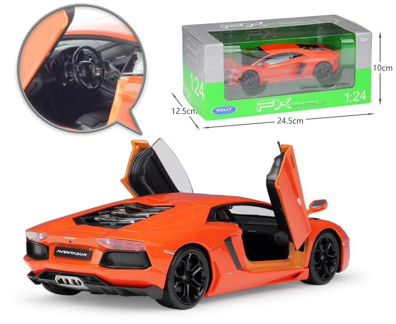 Модель литая автомобиля WELLY 1:24 Lamborghini автомобиль aventгоночный спортивный из