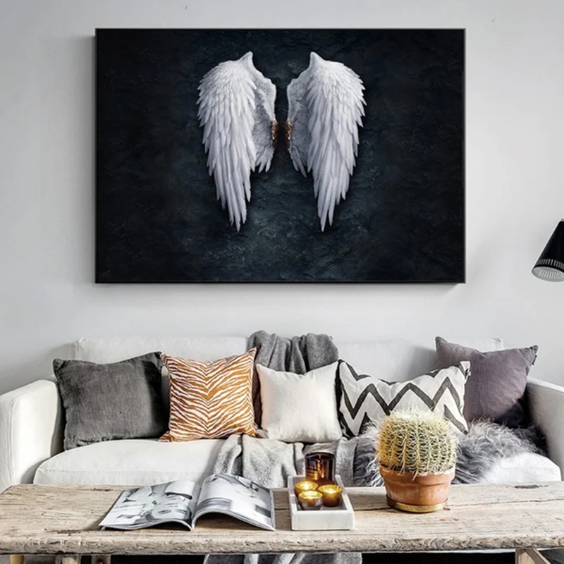 

Abstract Angel Wings Canvas Painting Poster and Print Cuadro Wall Art for Living Room Home Decor (No Frame)