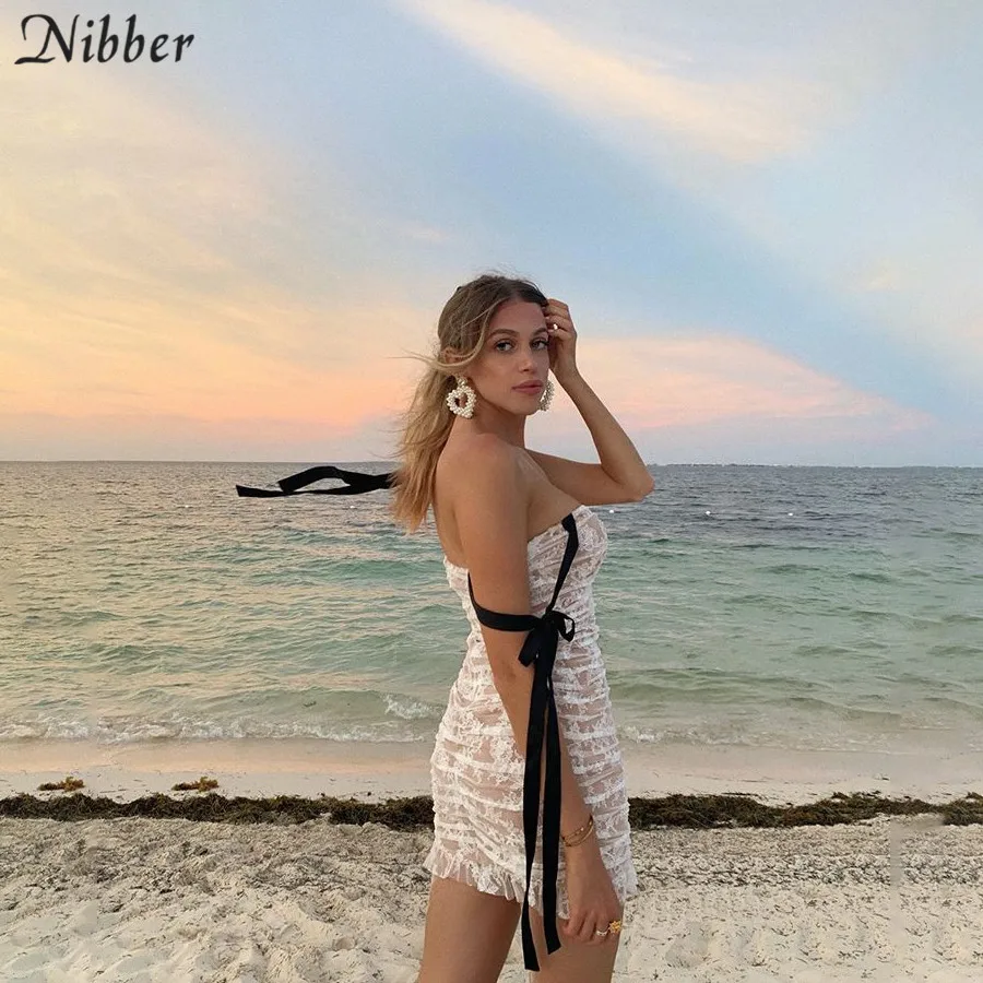 Nibber/осенний пляжный отдых, досуг, Сетчатое платье, женские 2019элегантные вечерние клубные платья, облегающее мини-платье, mujer, белое тонкое мягкое платье